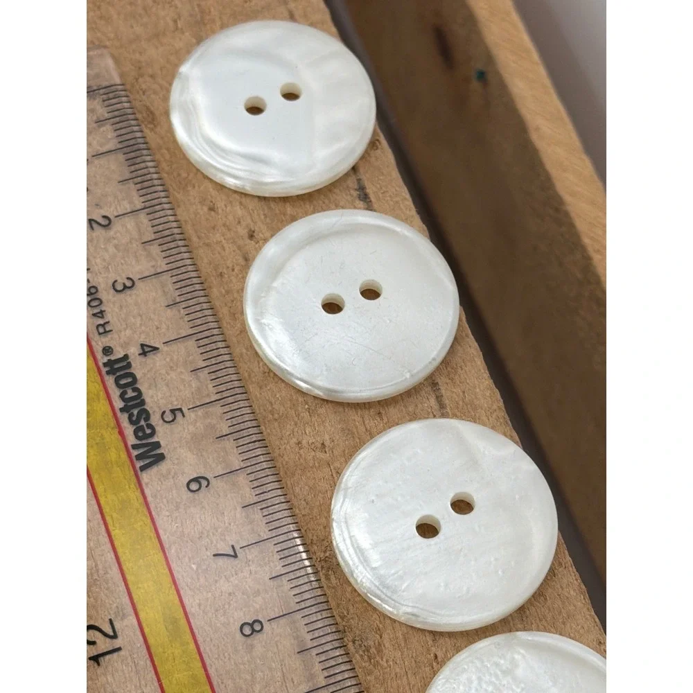 Vintage Mother‎ of Pearl Finish Round Buttons 2-Hole 28MM Set of 6 Sewing Craft